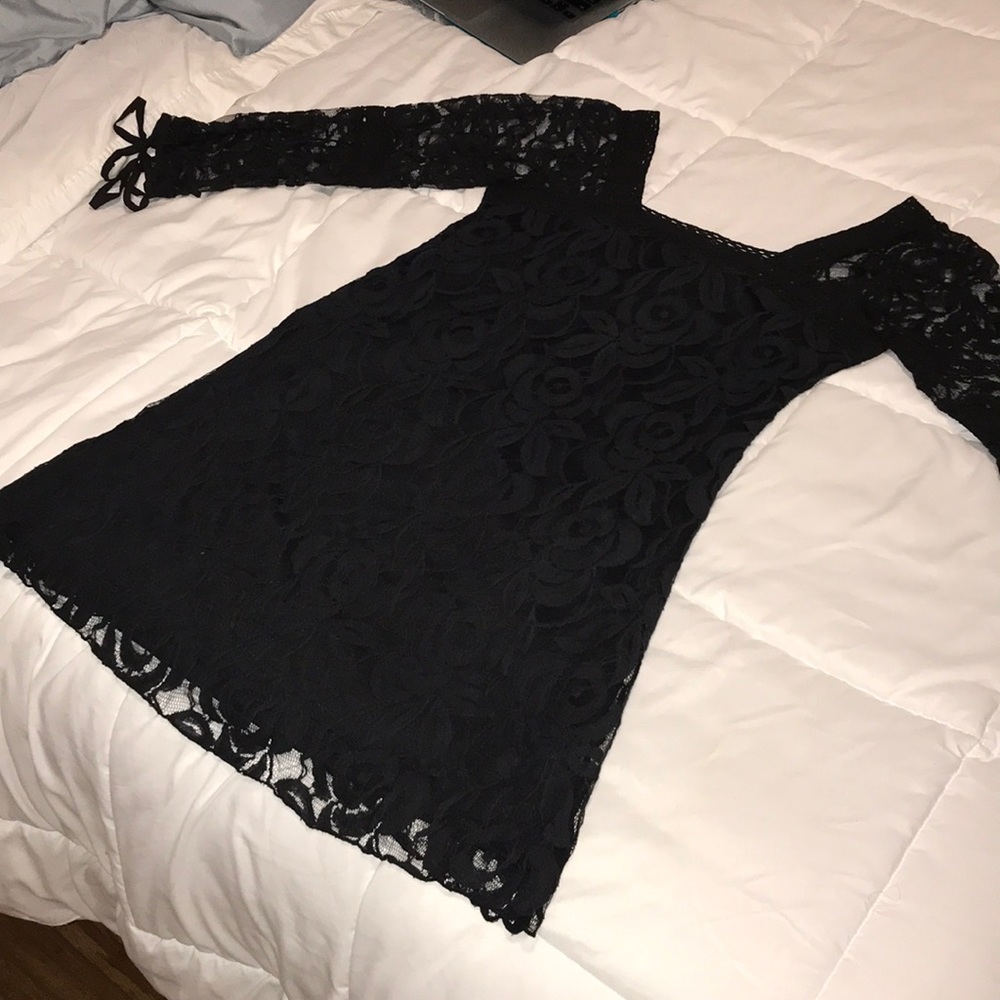 Black lace eyelet dress